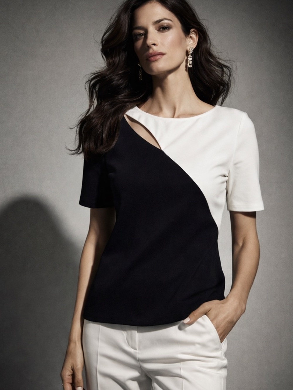 Calvin Klein Cut out Colorblock Top
